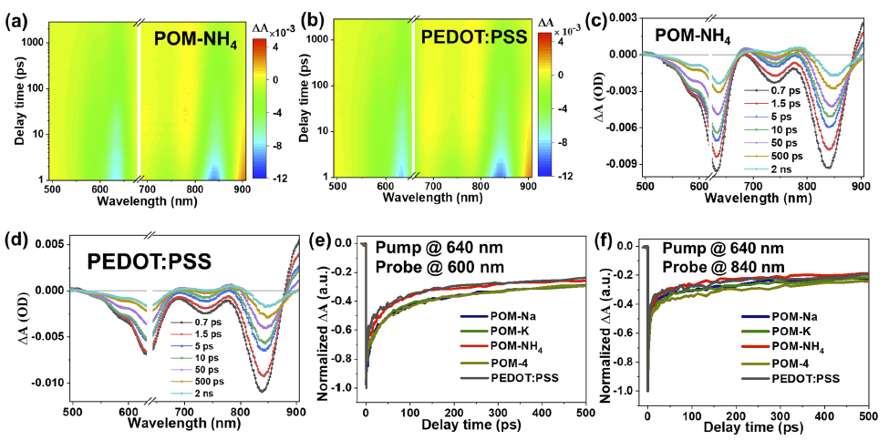  图1 POM空穴传输层材料的瞬态吸收光谱实验结果